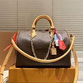 Color: Purple - Soft navy blue Lucky 30 Teddy p9 soft shoulder handbag lady tote bags luxury bag designer metal plate