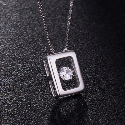 Dynamic Stone Pendant Silver Necklace - Minimalist Jewelry