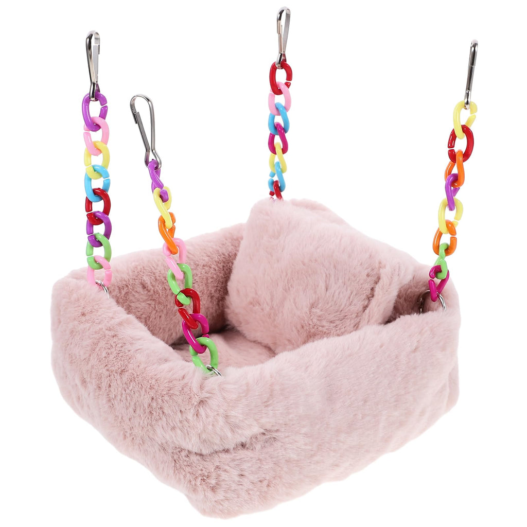 LOGOFUN Hamster Hideout Adorable Hamster House Cave Small Animal Hideout Pet Plush Sleeping Bed for Chinchilla Hamster Pet Supplies - Pink