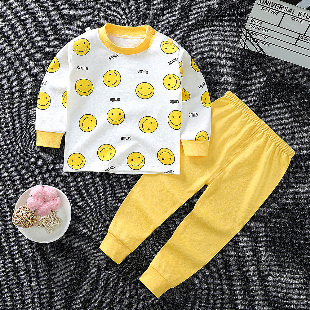 Color: D, Child size: 80cm - Children's Underwear Set cotton Two-piece Cotton Sweater Pajamas