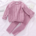 Color: Pink sets, Size: 6M - Baby Boy Girl Sweaters Knit Sweater Pants