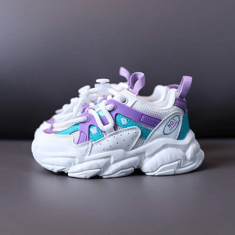 Color: Purple, Shoe size: 28 - Children's Shoes, Girls' Sports Shoes, Lightweight Breathable Boys' Casual Running Shoes