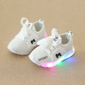 Color: White, Size: 27 - Children's sports shoes women light up