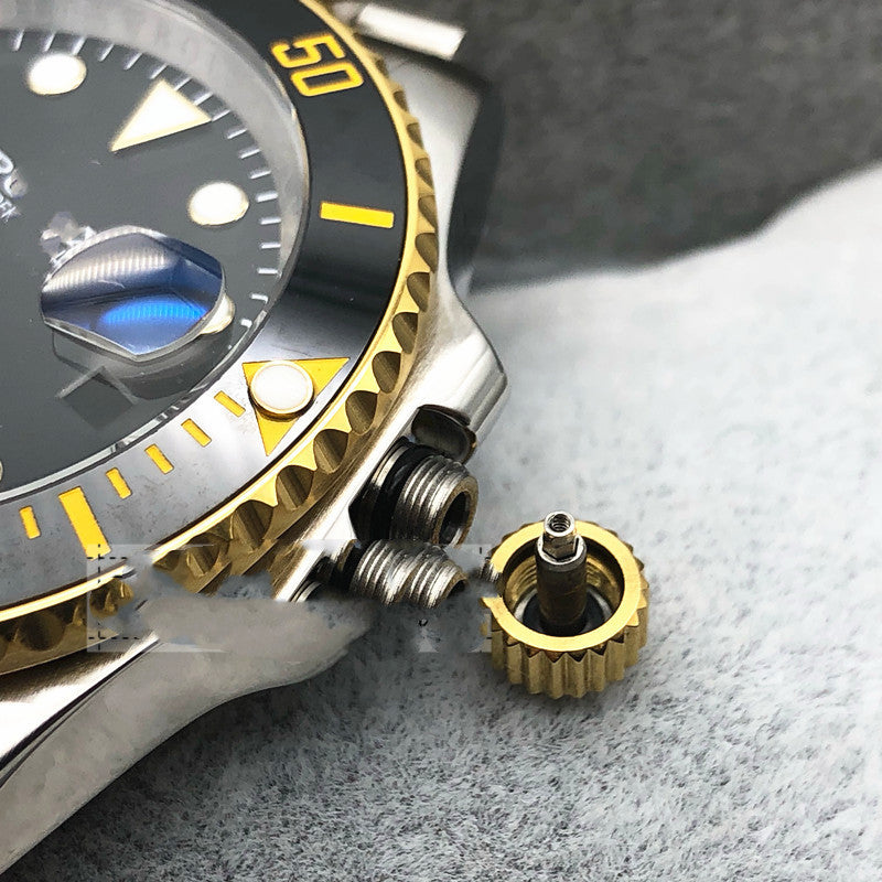Color: 8200 golden and green ghosts - Watch Accessories Water Ghost Case Mounted Movement Case Solid Case Sapphire Glass Wear-resistant