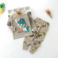 Color: Khaki, Child size: 80or130cm - Children's Autumn Clothes Long-Sleeved Pants Suit 21 Spring New Long-Sleeved Children's Underwear Underwear Shoulder Buckle High-Neck Cotton Underwear Home