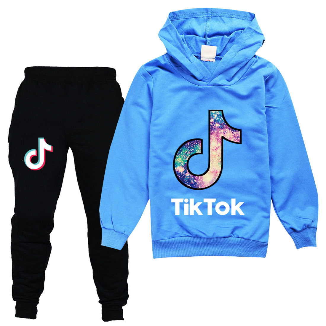 Color: Blue, Size: 100cm - Tik Tok Kids Long Sleeve Sweater Casual Pants Set