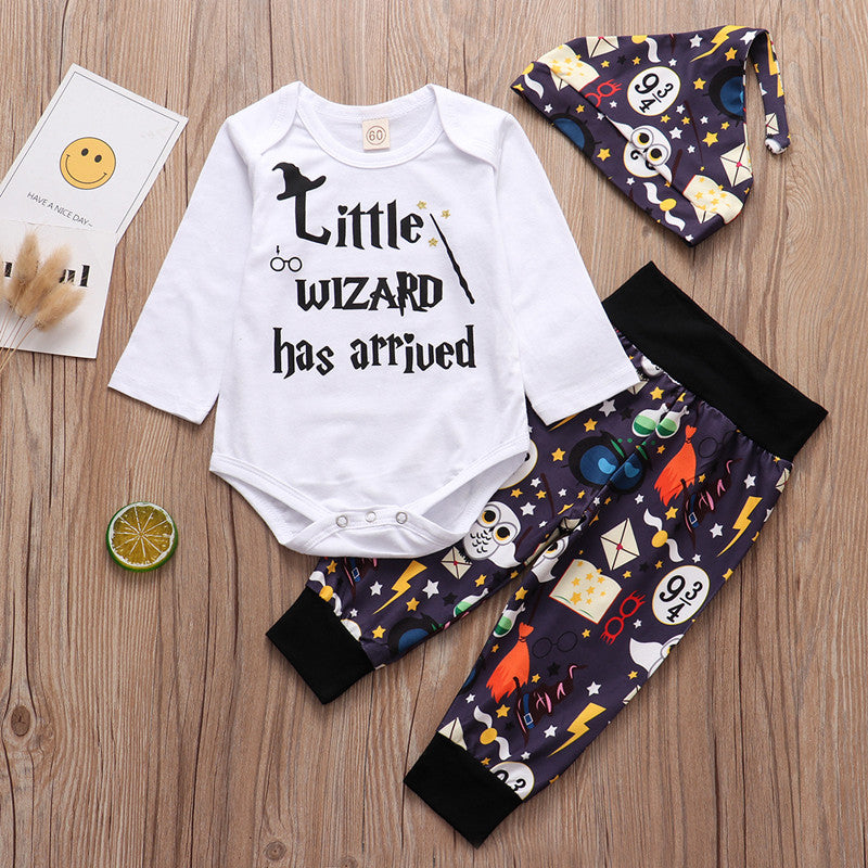 style: C, Size: 70cm - Baby Suit Autumn Spring Autumn Romper Pants Hat 3 Piece Set