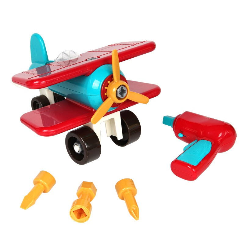 Color: 3style - Children'S Screw Assembly Toy Detachable Engineering Vehicle Airplane Model