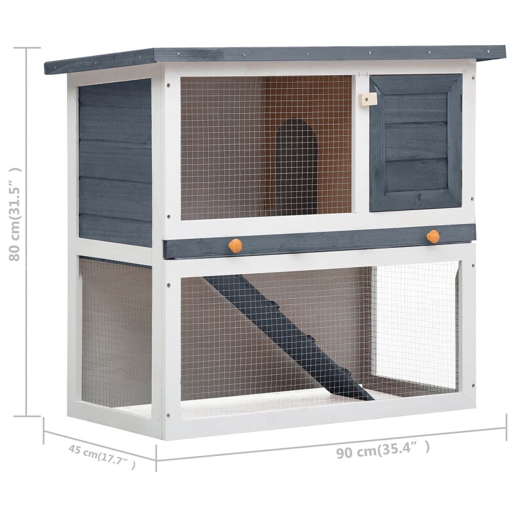 Outdoor Rabbit Hutch 1 Door Gray Wood