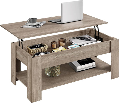 Lift Top Coffee Table With Hidden Compartment Grey