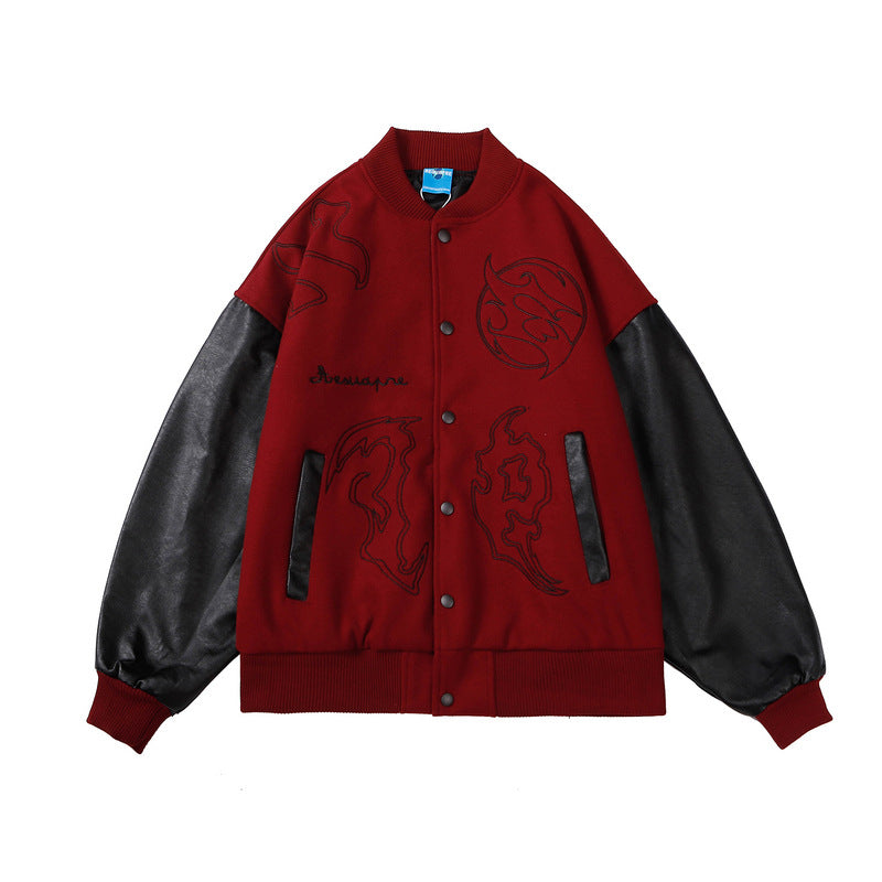 Men's Casual Color Block Baseball Jacket for Fall/Winter