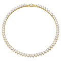 FEEL STYLE Heart Tennis Necklace for Women - 6mm 18K Gold Plated Diamond Necklace - Iced Out Choker Necklaces Cubic Zirconia Tennis Necklace 18inch