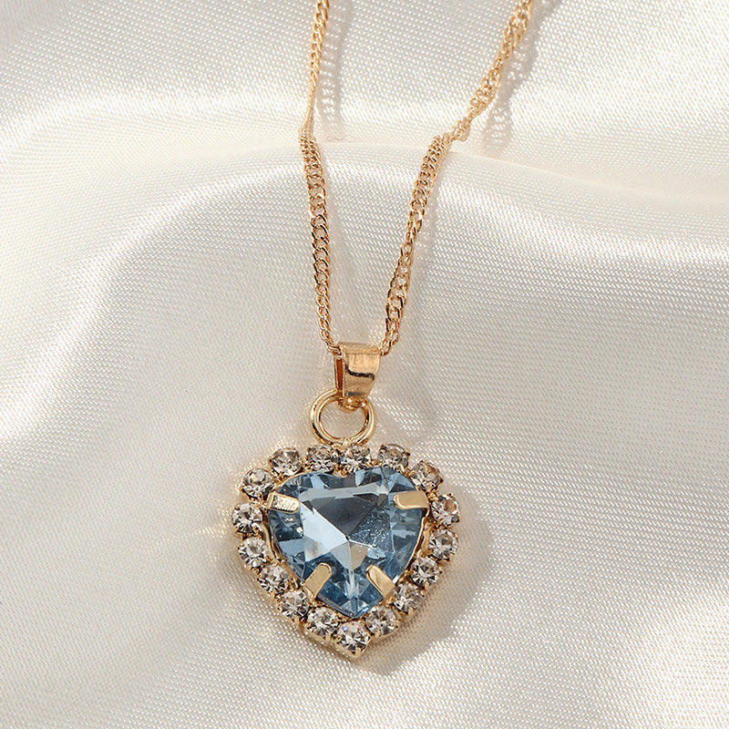Zircon Glass Love Necklace Simple Clavicle Chain