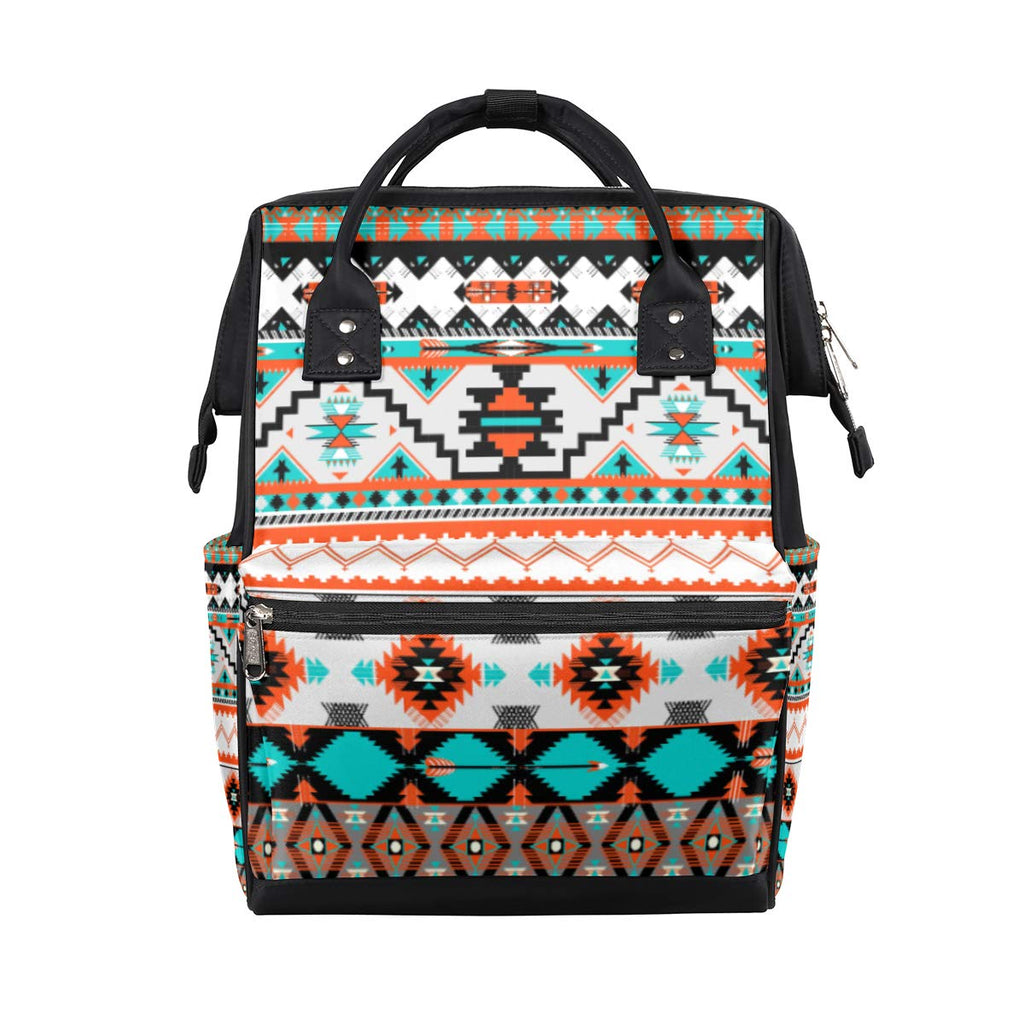 TropicalLife Ethnic Geometric Boho Diaper Backpack Large Capacity Baby Bags Multi-Function Zipper Casual Travel Backpacks for Mom Dad Unisex