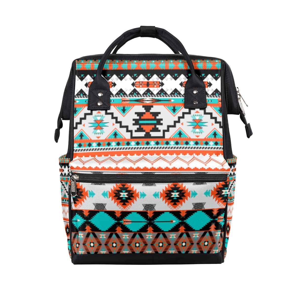 TropicalLife Ethnic Geometric Boho Diaper Backpack Large Capacity Baby Bags Multi-Function Zipper Casual Travel Backpacks for Mom Dad Unisex