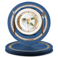 Blue Round Jute & Paper Placemats Set of 8