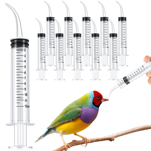 12 Pieces Baby Bird Feeding Syringe 12 ml Pet Liquid Feeding Syringes Kitten Feeder for Small Dogs Cats Puppy Kitten and Other Small Animal Feeding Supplies