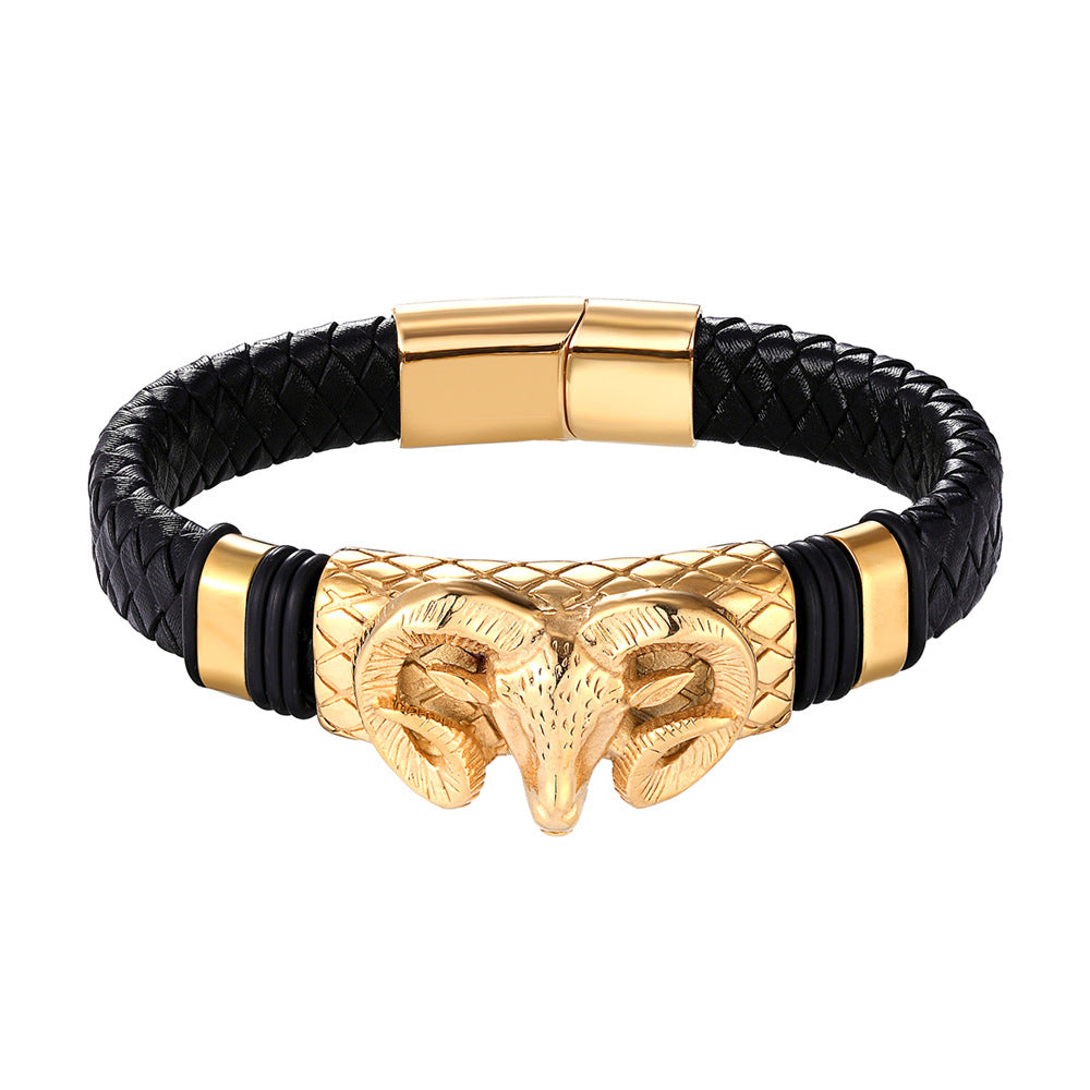 Starlight Men's Leather Steel Bracelet