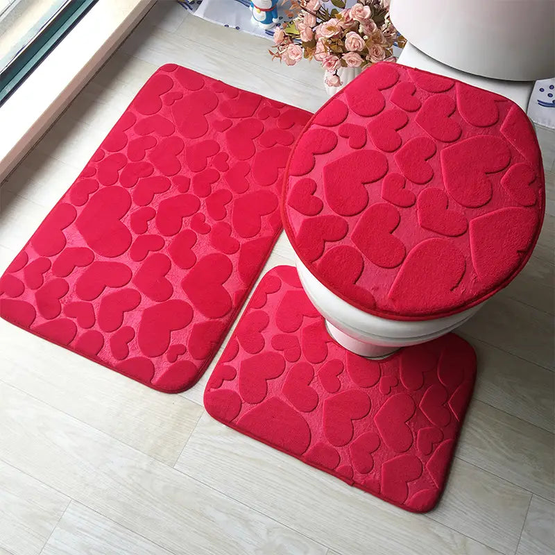 3pcs Set Embossed Non-Slip Bathroom Floor Mats