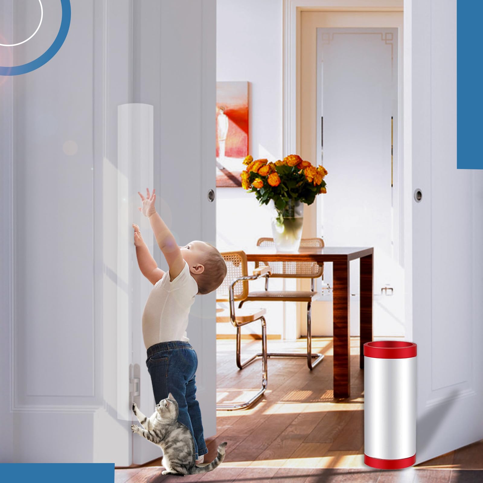Door Jamb Shield for Kids Finger Safety Door Pinch Guard Baby Proofing Door Hinge Cover for Baby Safety Door Finger Pinch Guard 3.9" W X 47.2" L Suitable for Installation Behind The Door