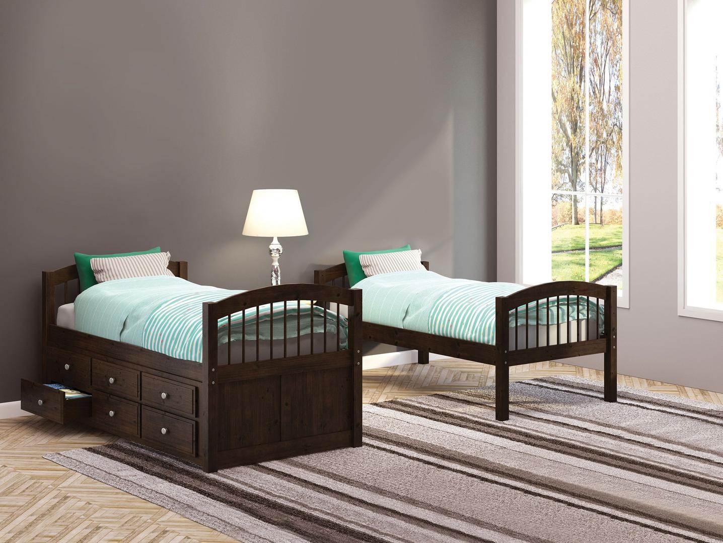 80inches X 41inches X 71inches Espresso Twin Over Twin Bunk Bed And