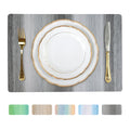 Set of 4 Placemats Waterproof Wipeable Dining Place Mats Vinyl Woven Table Mats for Indoor & Outdoor Easy to Clean