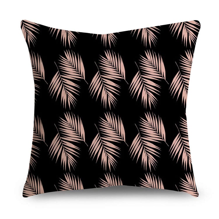 Rose Gold Polyester Pillow Cover with Black Gold Design