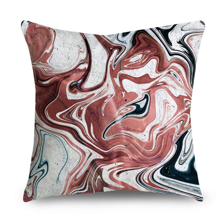 Rose Gold Polyester Pillow Cover with Black Gold Design