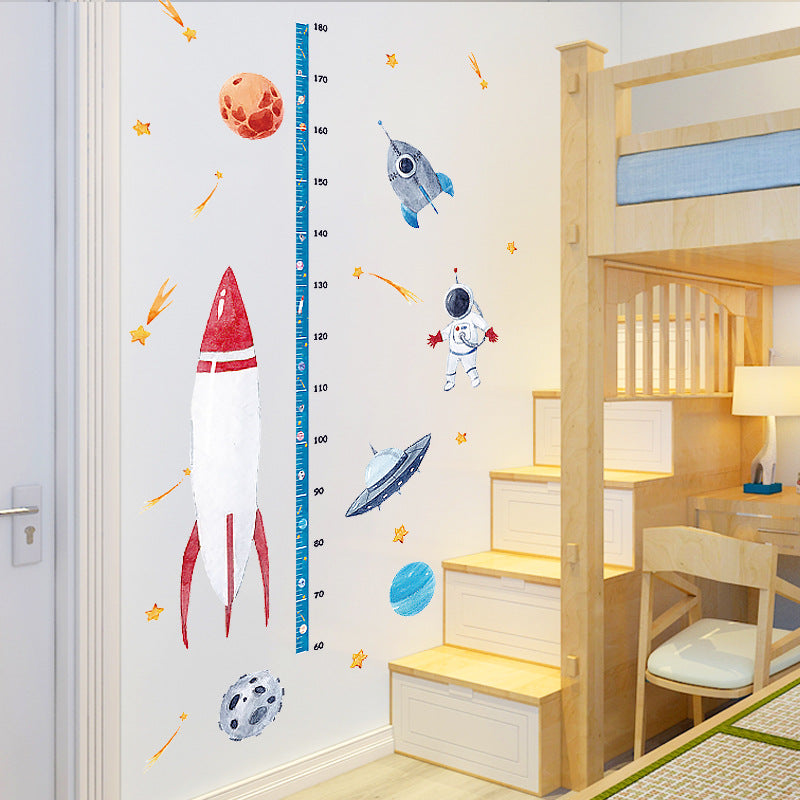 Space Rocket Height Stickers for Children's Room Decor