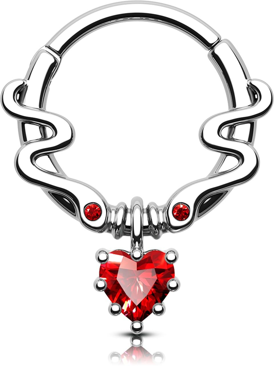 OUFER 16G Septum Rings 316L Surgical Steel Septum piercing Jewelry Snake Pendant Septum Jewelry Cartilage Daith Helix Conch Piercing Jewelry for Women and Men-Silver