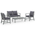 4 Piece Patio Lounge Set with Cushions Solid Acacia Wood