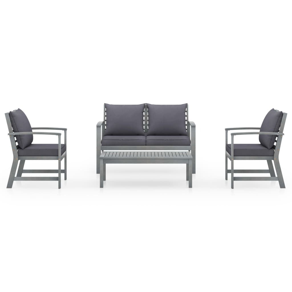 4 Piece Patio Lounge Set with Cushions Solid Acacia Wood