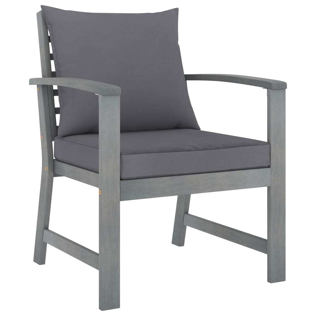 4 Piece Patio Lounge Set with Cushions Solid Acacia Wood