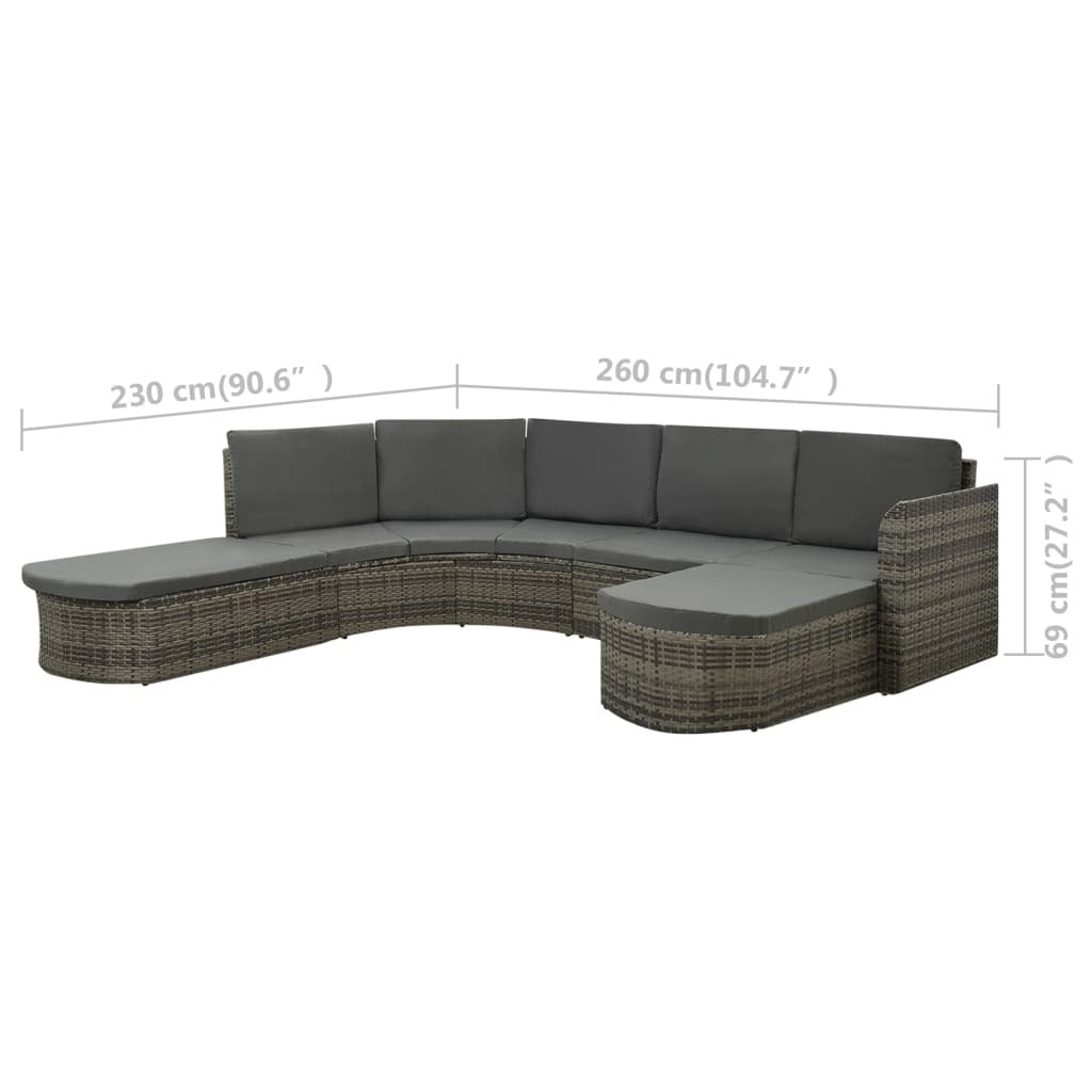 4 Piece Patio Lounge Set with Cushions Poly Rattan Gray