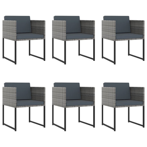 11 Piece Patio Dining Set with Cushions Poly Rattan Gray