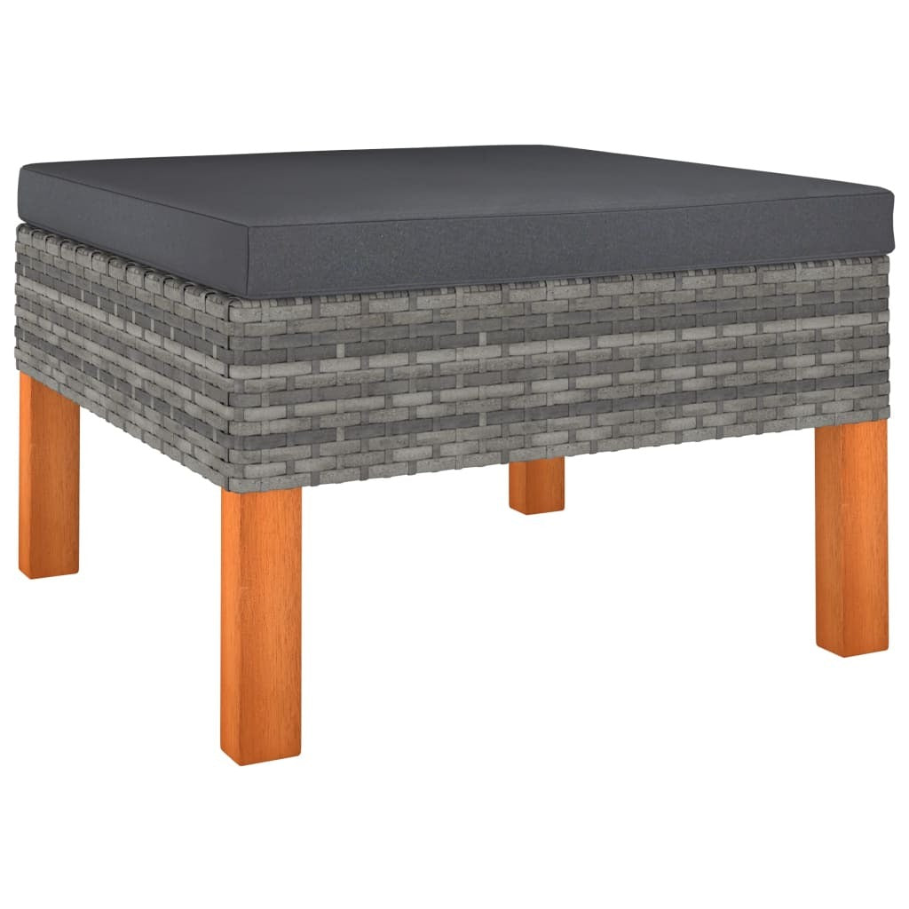 3 Piece Patio Lounge Set Poly Rattan and Solid Eucalyptus Wood