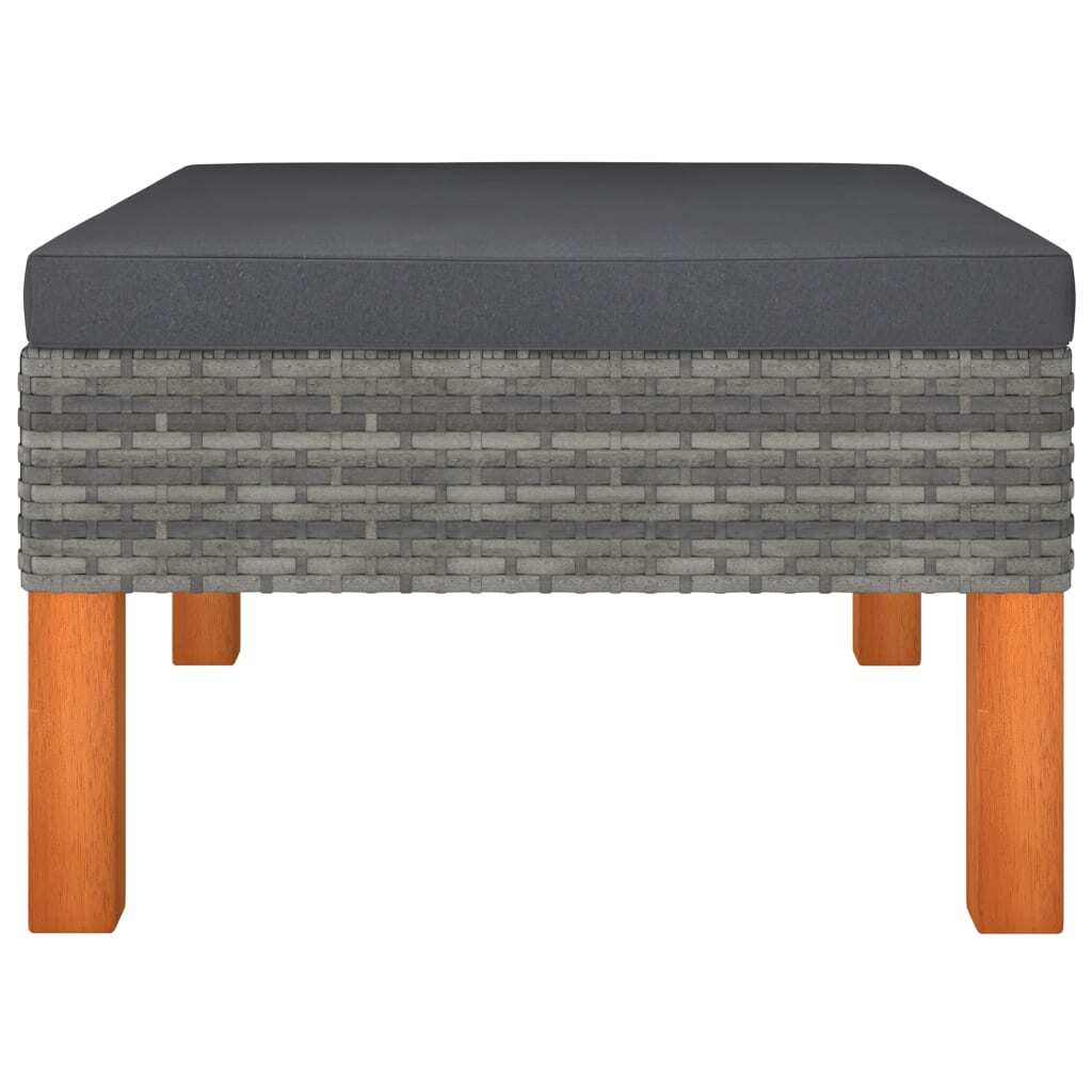 3 Piece Patio Lounge Set Poly Rattan and Solid Eucalyptus Wood