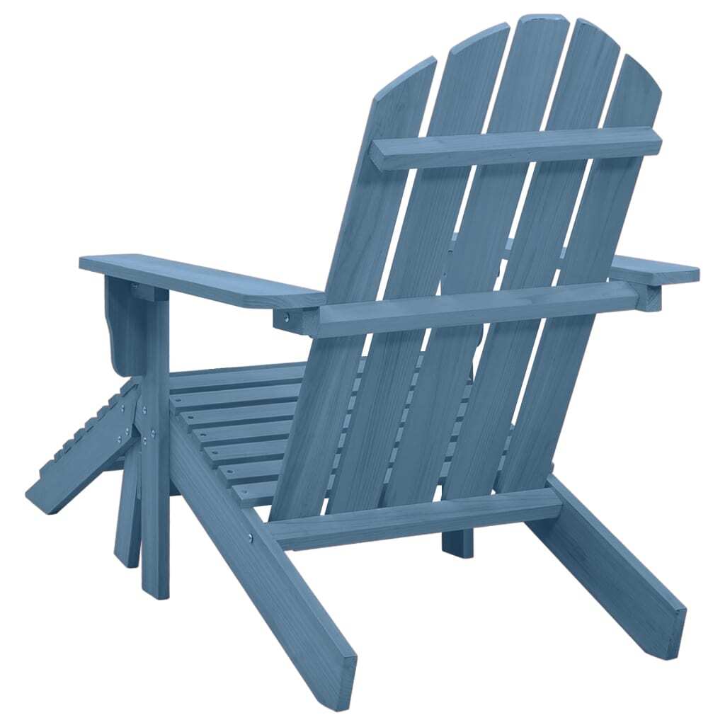 Patio Adirondack Chair with Ottoman Solid Fir Wood Blue