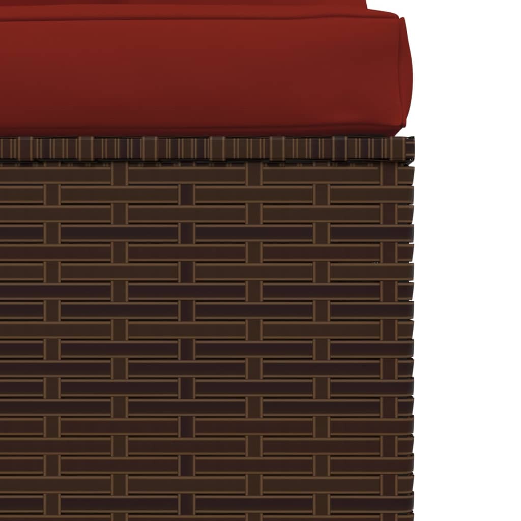 3 Seat Patio Sofa with Cushions Brown Poly Rattan