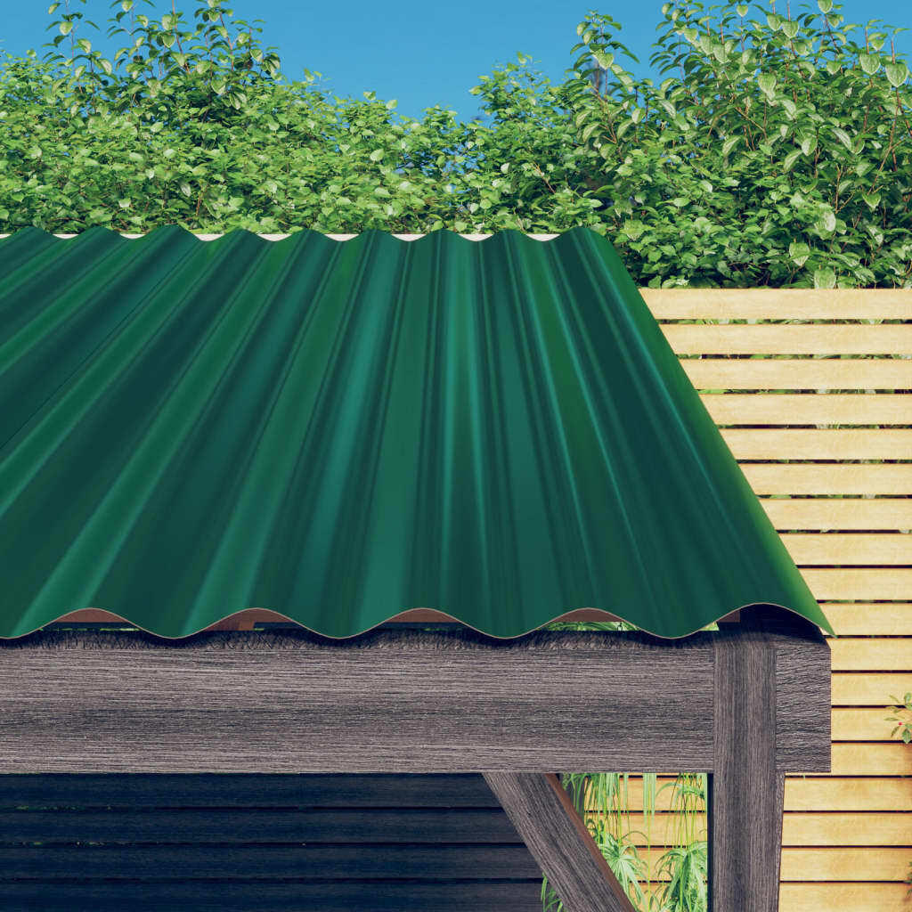 Roof Panels 12 pcs Galvanized Steel Green 31.5"x14.2