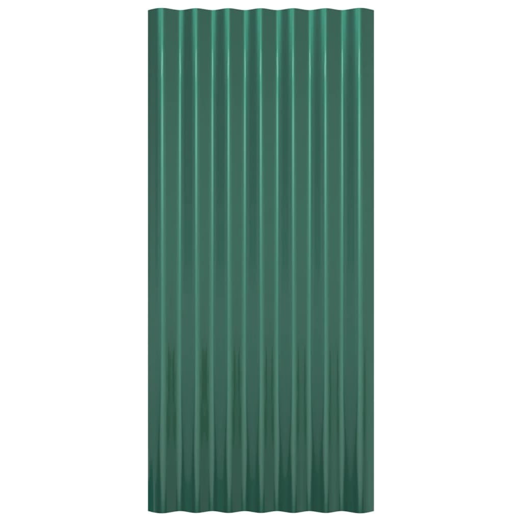 Roof Panels 12 pcs Galvanized Steel Green 31.5"x14.2