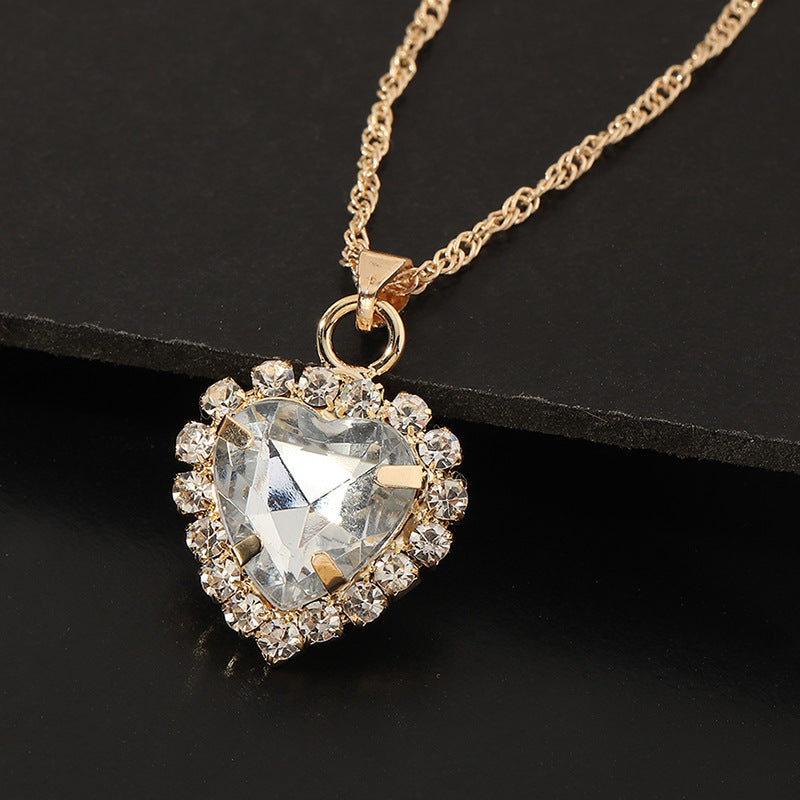 Zircon Glass Love Necklace Simple Clavicle Chain