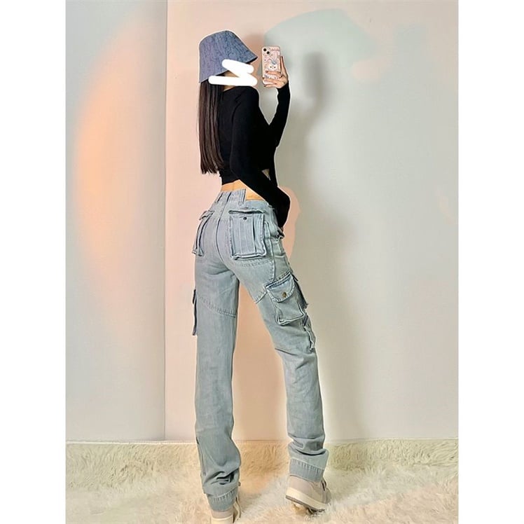 Women's High Street Multi-Pocket Cargo Jeans