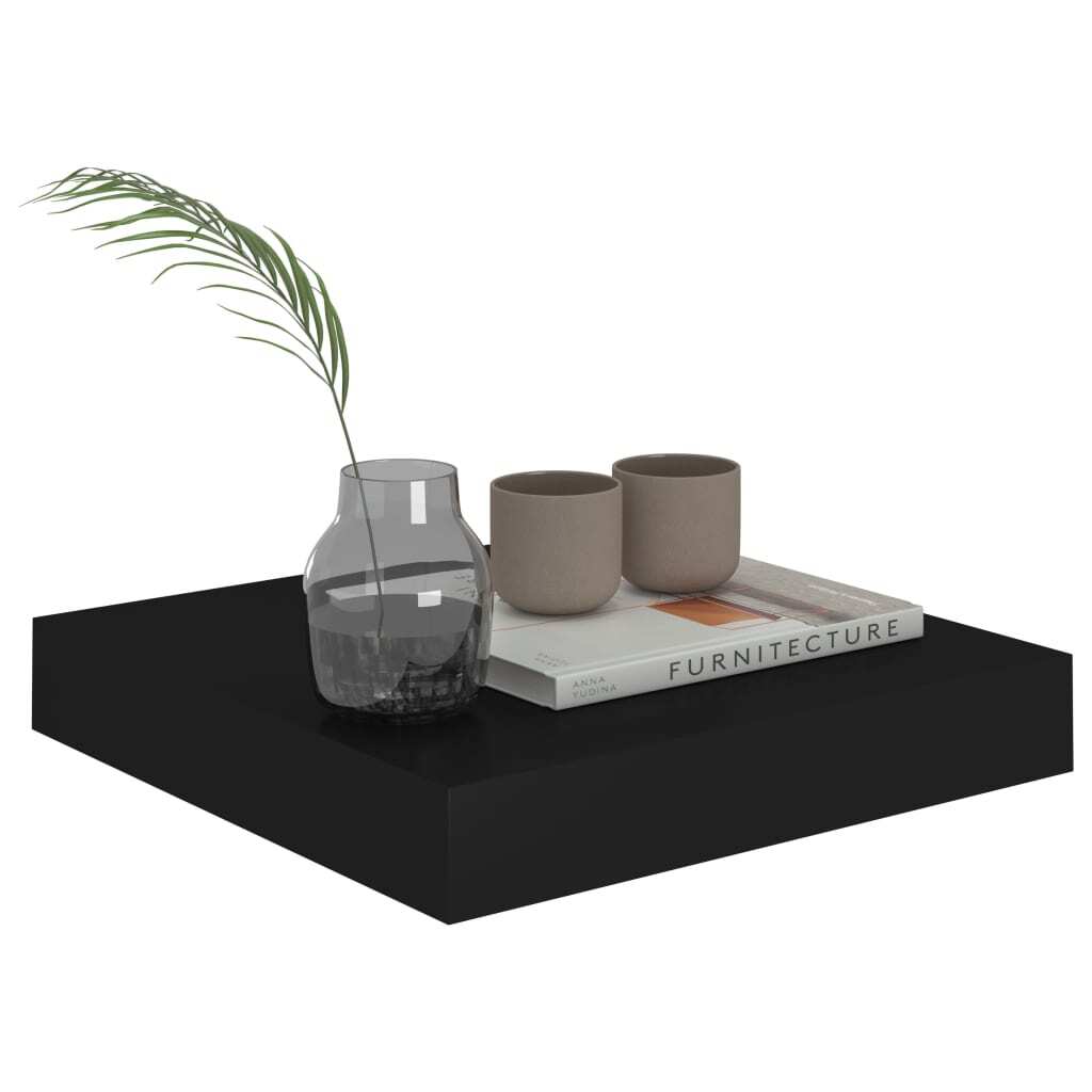 Floating Wall Shelf Black 9.1"x9.3"x1.5" MDF