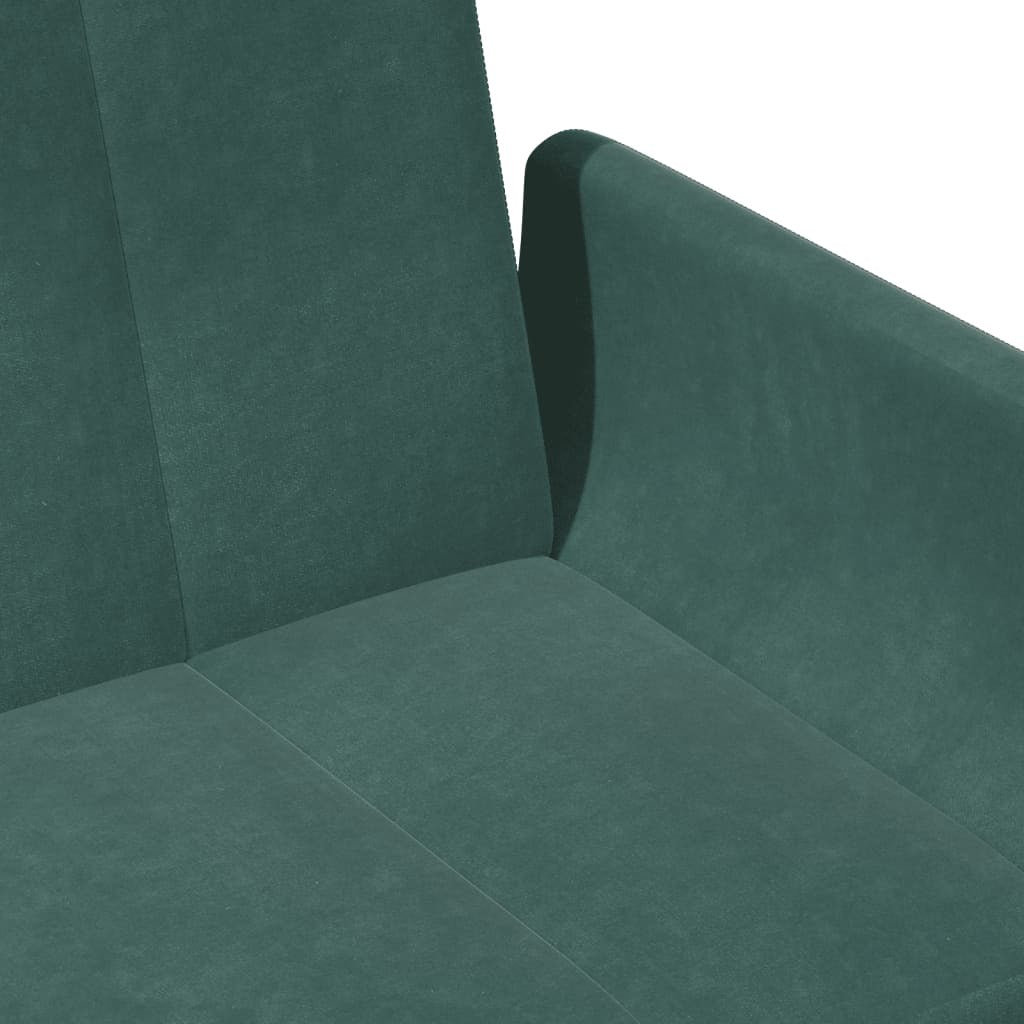 2-Seater Sofa Bed with Footstool Dark Green Velvet