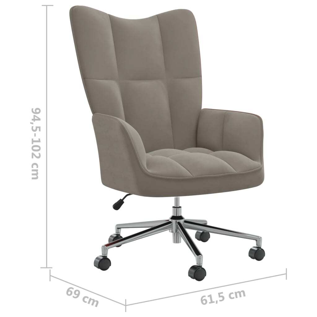 Relaxing Chair Light Gray Velvet