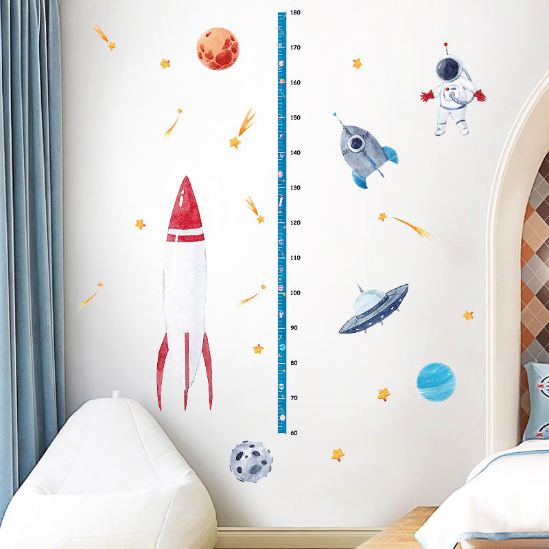 Space Rocket Height Stickers for Children's Room Decor