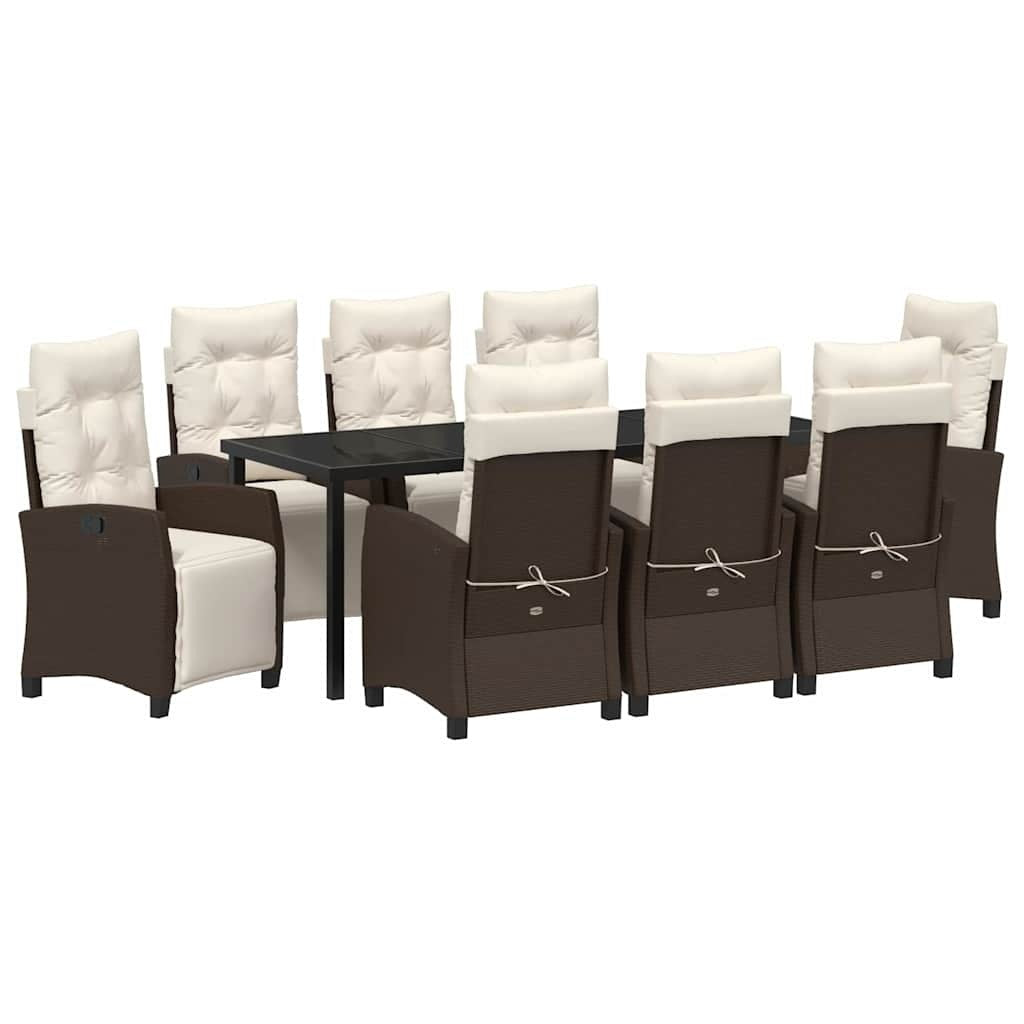 Garden Dining Set 9 pcs Brown Poly Rattan