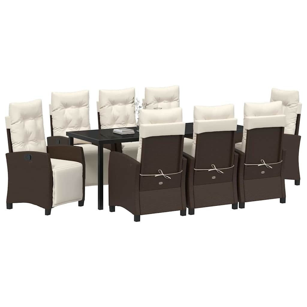 Garden Dining Set 9 pcs Brown Poly Rattan