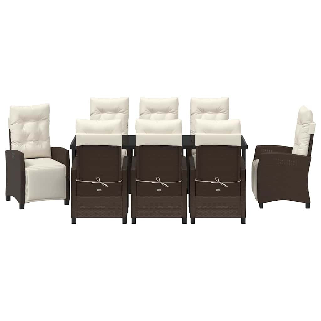 Garden Dining Set 9 pcs Brown Poly Rattan